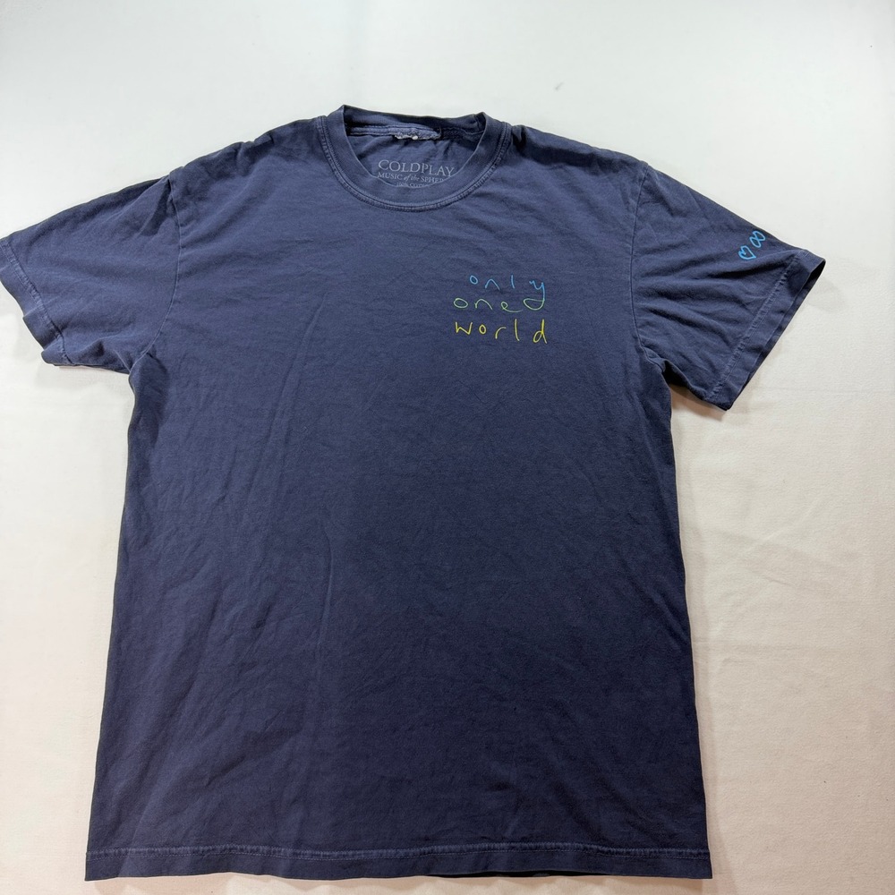 Coldplay Music of the Spheres Moon Music Tour T-Shirt Navy Blue Mens Medium